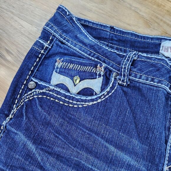 💇♀️Hydraulic Blue Bailey Embroidered Button Pocket Jeans Size 18 - Picture 8 of 12
